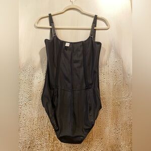 Brief Cami Bodysuit Nylon/Spandex Black Corset fit W/Removable Straps - Size XL